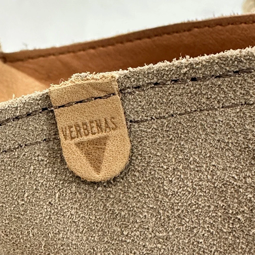 Verbenas Carmen Espadrille Womens 39‎ Brown Suede Leather Flat | Coastal Boho
